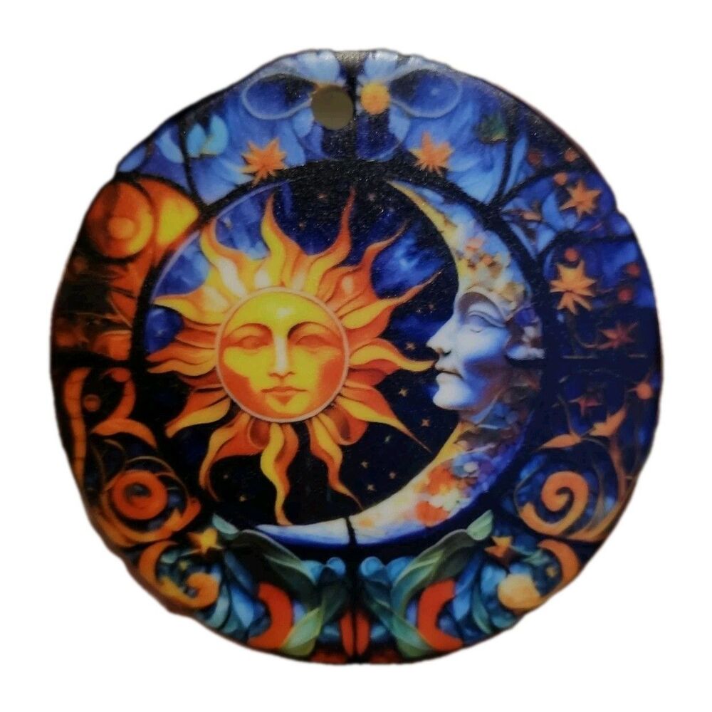 Touber Christmas Sun and Moon Ceramic Ornament, 2024 Christmas Tree Ornament,...